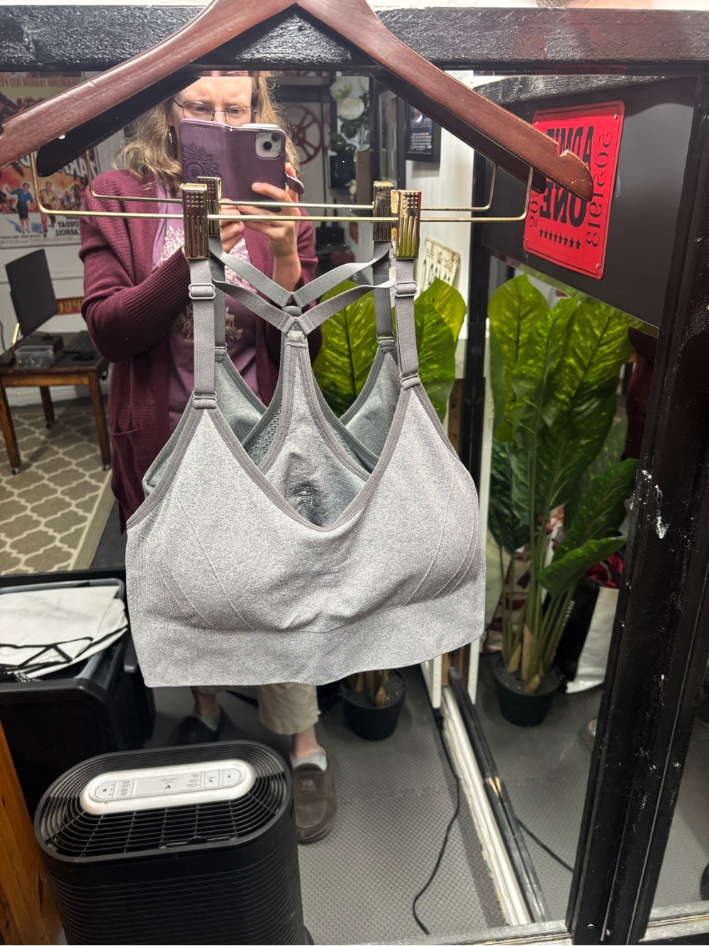 Athletic Works Light Gray Strappy Seamless Sports Bra